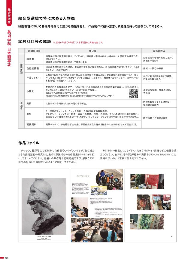 広島市立大学芸術学部 入学者選抜参考作品2027